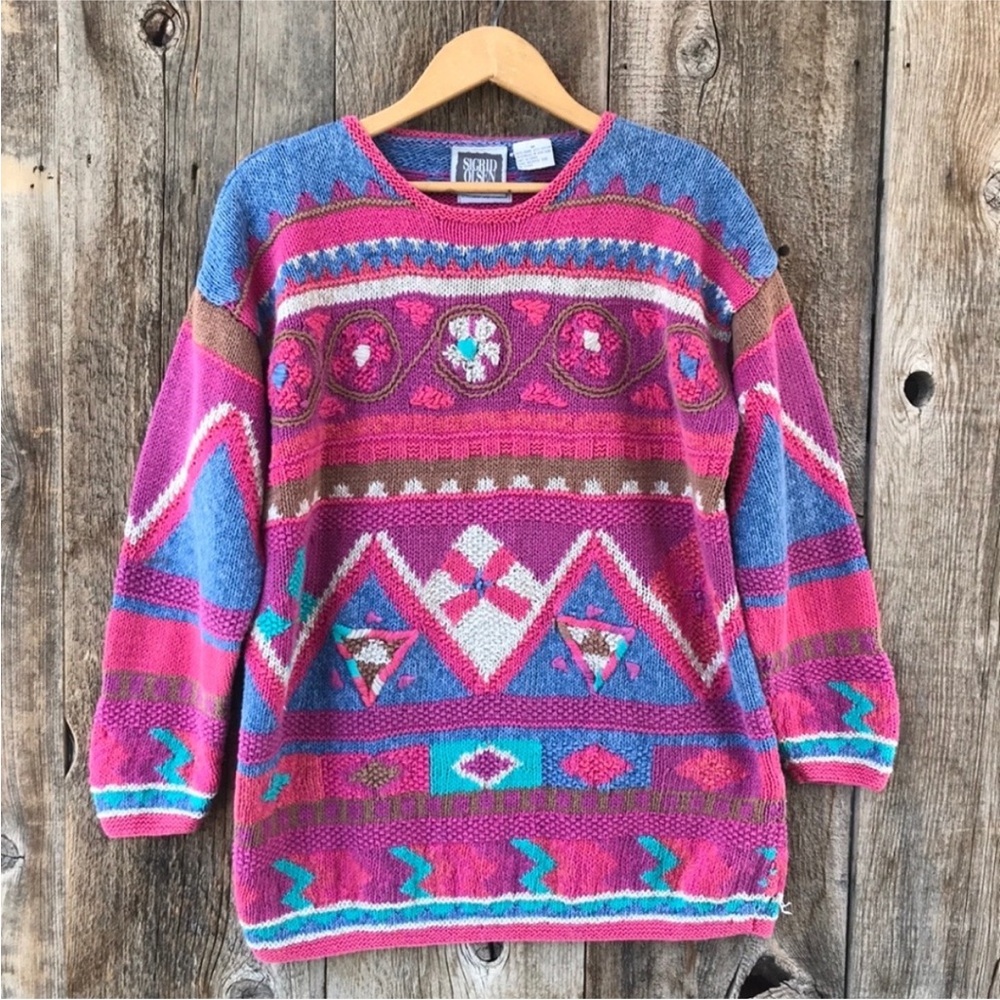 Vintage Multicolor Geometric Sweater